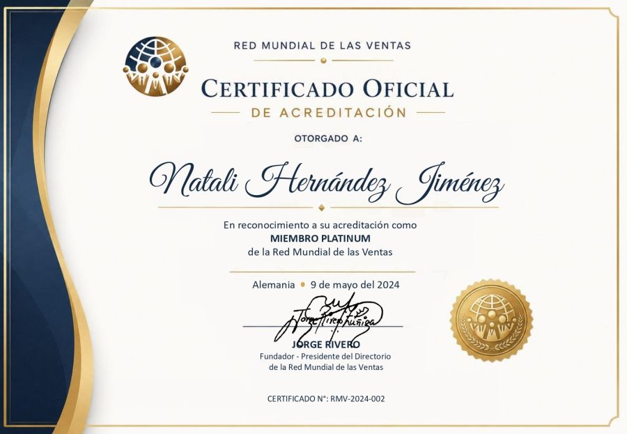 Certificado de acreditación de Natali Hernández