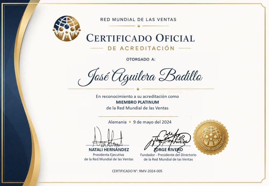 Certificado de acreditación de José Aguilera